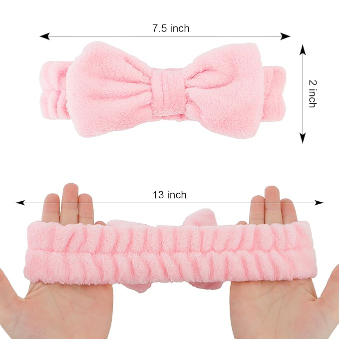 Casoty Black White Pinjk Skincare Headband for Washing Face Cute Face Wash Spa Headband for Women Makeup Hair Band Stocking Stuffers Spa Party Hair Accessories Gifts for Women Girls