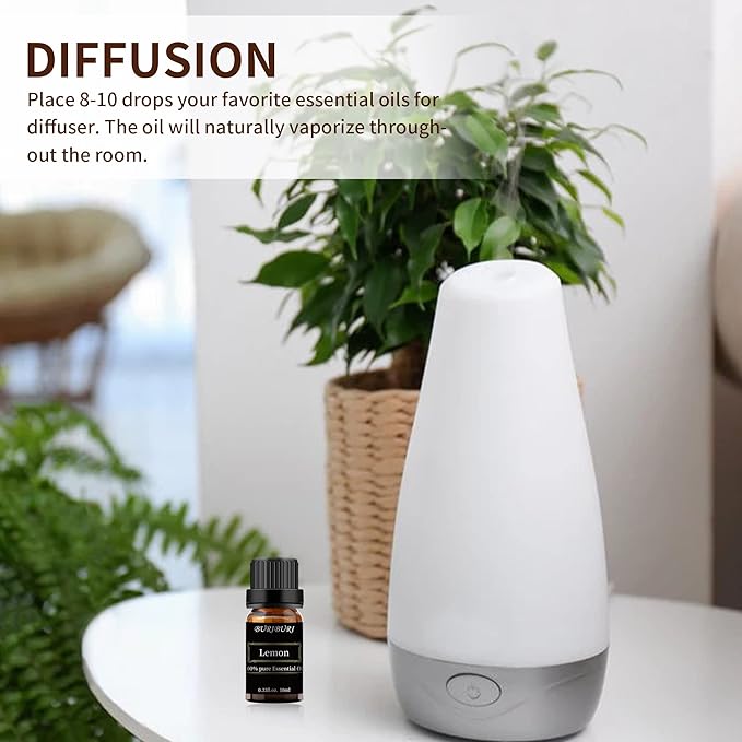 BURIBURI Lemon Essential Oil 100% Pure, Undiluted, Natural, Organic Aromatherapy Lemon Scented Essential Oils 10ML