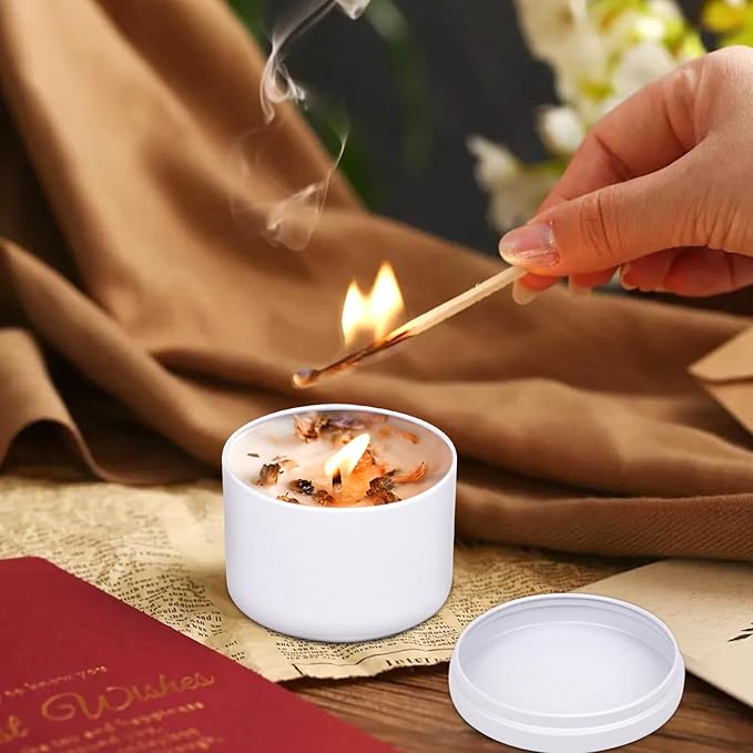 24-Pack White and Black Candle Jars, 12pcs 4oz + 12pcs 8oz Candle Tins for Making Candles, Empty Candle Jars for Making Candles Bulk Candle Containers - White & Black