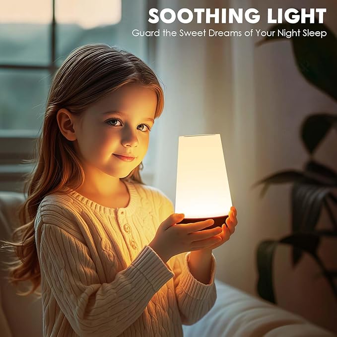 Auxmir LED Night Light 2 Pack Bedside Lamp Touch and Remote Control Dimmable Tabletop 13 RGB Colors Changing 5 Brightness Adjustable Rechargeable Portable Lamp for Baby Kids Nursery Bedroom Outdoor