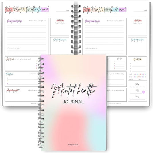 Mental Health Journal, A5 Rainbow, Daily Gratitude, Self Care, Intentions, Affirmations, Nutrition, Annual Tracker, Mood Tracker, Goals & Reflections