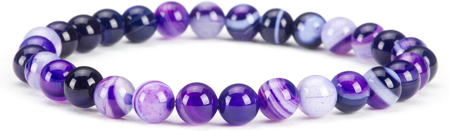 Cherry Tree Collection - Small, Medium, Large Sizes - Gemstone Beaded Bracelets For Women and Men - 6mm Round Beads