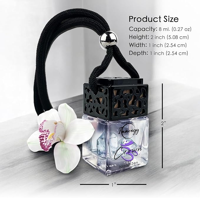 Innergy Crown Chakra Crystal Infused Car Air Freshener - Portable 8 ml. Hanging Essential Oil Diffuser for Vehicle, Long-Lasting Fragrance, Eco-Friendly Design, Freshness On The Go!