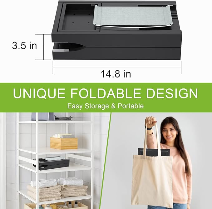 Artmalle Bathtub Caddy Tray - Expandable and Foldable Bath Tray for Tub, Luxury Bamboo Bath Caddy Tub Table, Bathtub Accessories with Book Holder and Free Soap Dish, Black