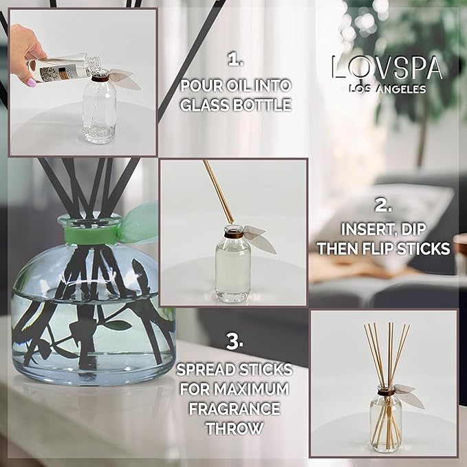 LOVSPA Cashmere Woods Diffuser Oil Fall Scented Oils for Reed Diffusers - Long-Lasting & Natural Home Fragrance, Scented Oil for Diffusers, USA Made, 8 oz