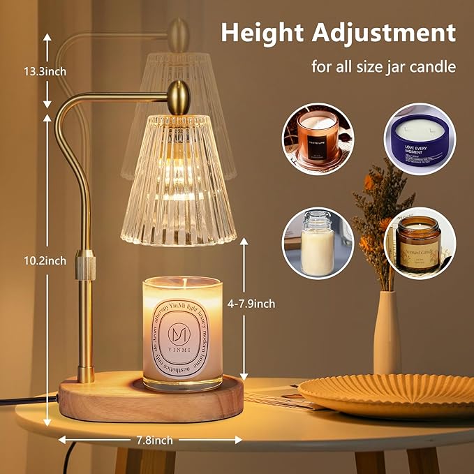 Candle Warmer Lamp with Timer and Dimmer Adjustable Height for Home Room Decor, Brithday Gifts for Women, Candle Warmer for Scented Jar Candles Mother's Day Gifts