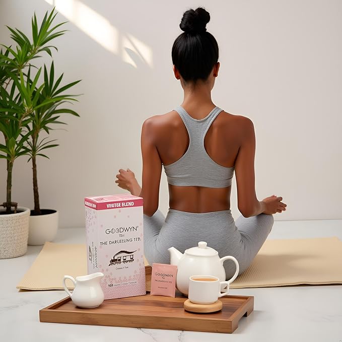 Goodwyn Second Flush Darjeeling Black Tea – 100 Plastic-Free, Individually Wrapped Tea Bags | Low Caffeine, Sugar-Free, Fruity Floral Muscatel Taste | Daily Tea, Premium Indian Origin Chai | Tea Sampler Gift Set, Eco-Friendly, Organic Black Tea