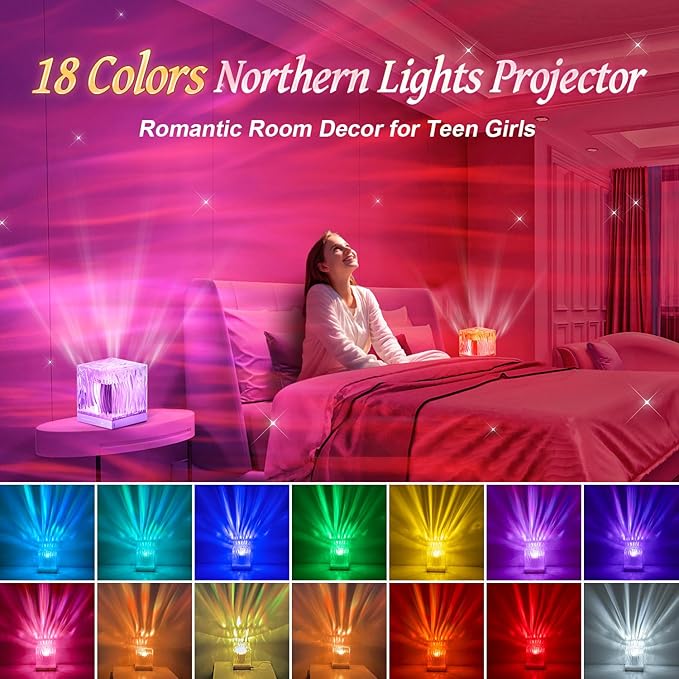 Christmas Gifts for Teens Northern Lights Projector,18 Color Gifts for Teen Boys Gifts for Teenage Girls,Remote Galaxy Projector for Bedroom Night Light for Kids Galaxy Light,Cute Room Decor Aesthetic