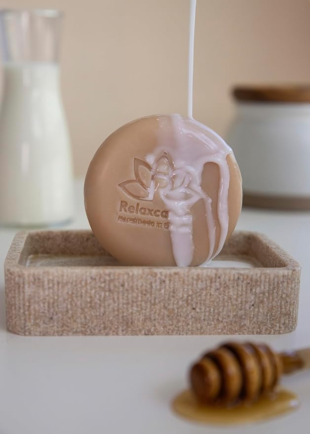 100% Natural Goat Milk Soap Bar with Real Raw Honey and Coconut Oil and Olive Oil - Mild and Soft Cold Process Soap Bar Handmade in USA (Goat Milk Honey)