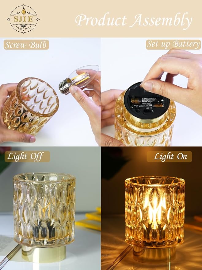 Battery Operated Lamp - Stylish Small Lamps Decorative with Timer & 3 Light Modes, No Plug in Lamps Cordless Battery Table Lamp for Bedroom/Bathroom/Fireplace(Without Remote Control)