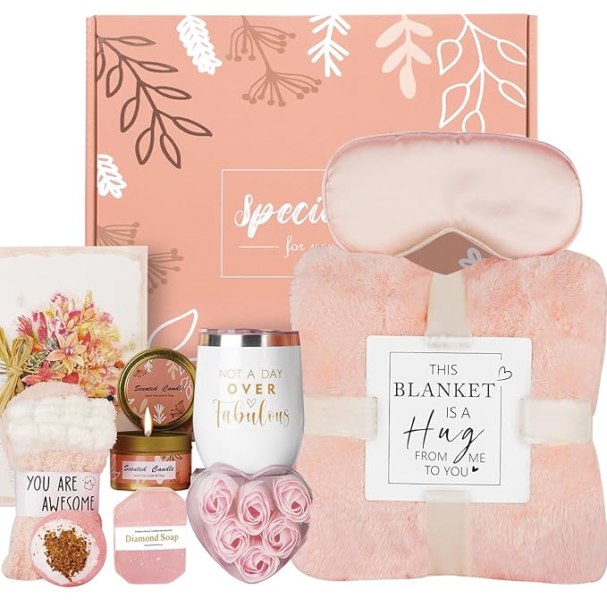 Happy Birthday Gifts for Women Mom Her Grandma Girlfriend Friendship,Relaxing Spa Gifts Baskets W/ Fuzzy Socks,Get Well Self Care Package,Christmas Gifts for Women Mom Grandma Her Sister Wife Friend