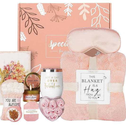 Happy Birthday Gifts for Women Mom Her Grandma Girlfriend Friendship,Relaxing Spa Gifts Baskets W/ Fuzzy Socks,Get Well Self Care Package,Christmas Gifts for Women Mom Grandma Her Sister Wife Friend
