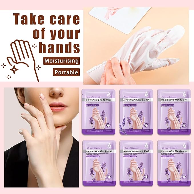 6 Pairs Hand Mask for Dry Cracked Hands,Nourishing Moisturizing Gloves,Hands Moisturizer for Deep Moisturizing,Silky Smooth Moisturizing Gloves,Hand Care Mask Set(A)