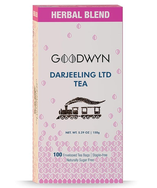 Goodwyn Second Flush Darjeeling Black Tea – 100 Plastic-Free, Individually Wrapped Tea Bags | Low Caffeine, Sugar-Free, Fruity Floral Muscatel Taste | Daily Tea, Premium Indian Origin Chai | Tea Sampler Gift Set, Eco-Friendly, Organic Black Tea