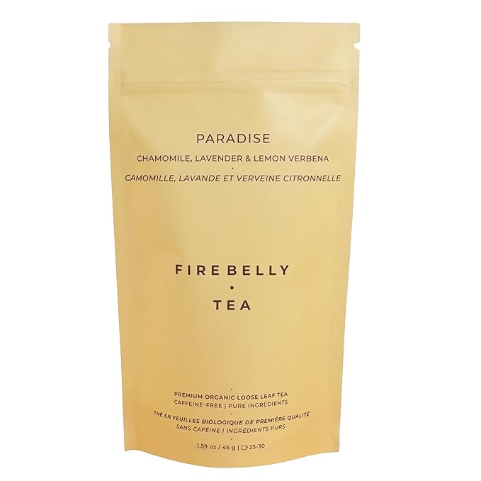 Firebelly Tea Paradise, Organic Chamomile, Lemon Verbena & Lavender Tea, Loose Leaf Herbal Blend, Caffeine Free, Relaxing Calming Tea for Evening & Sleep Support, 1.59oz