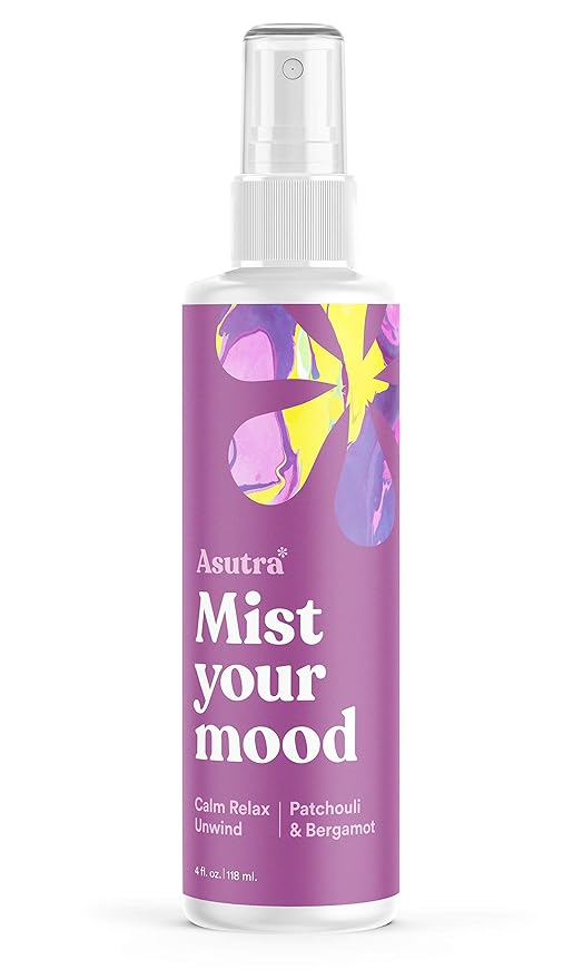 ASUTRA Multi-Use Essential Oil Aromatherapy Spray (Patchouli & Bergamot), 4 fl oz – Mist for Face, Body, Rooms & Linens – Car, Fabric, and Bathroom Freshener