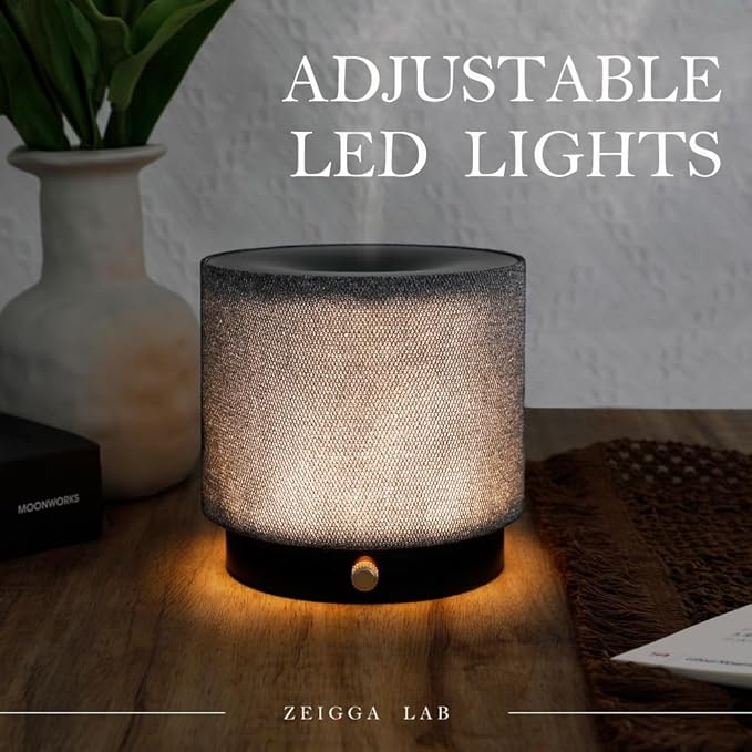 Elegant Fabric Aroma Diffuser - Quiet Essential Oil Diffuser with Soft Night Light, Perfect for Home, Office, and Yoga Space (M35-Black)