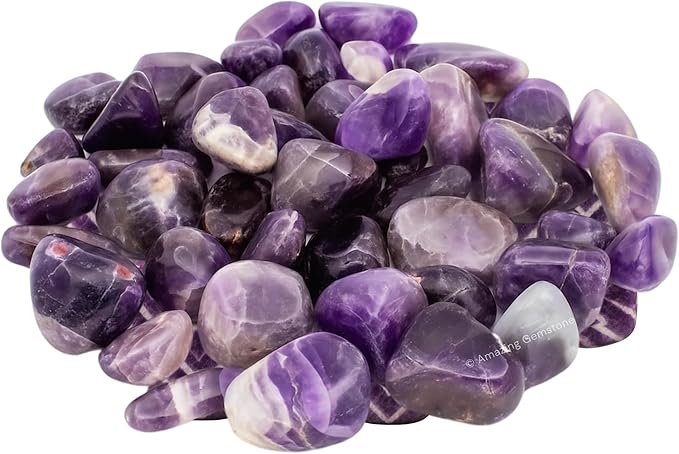 Amazing Gemstone Chevron Amethyst Crystals and Healing Stones Tumbled - 1 oz Chevron Amethyst Stone, Natural Healing Stones for Energy Balance, Stress Relief - Premium Polished Gems Rocks