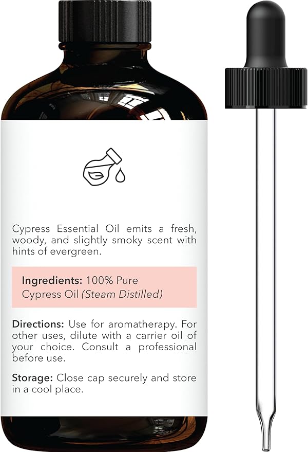 Brooklyn Botany Cypress Essential Oil - 100% Pure and Natural - Premium Grade Oil with Dropper - for Aromatherapy and Diffuser - 1 Fl Oz