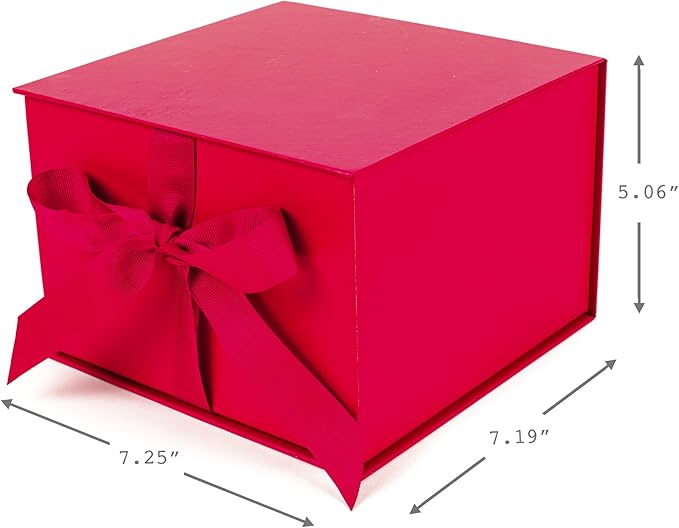 Hallmark Medium Gift Box with Lid and Shredded Paper Fill (Red 7 inch Box) for Birthdays, Graduations, Anniversaries, Christmas, Valentine's Day, All Occasion