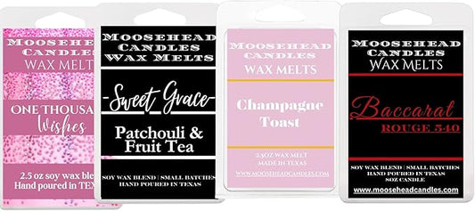 Ladies Variety Pack Wax Melts (4 Pack) – Sweet Grace, Baccarat, Cotton,Champagne Toast, & 1000 Wishes | Strongly Scented, Long-Lasting, Flame-Free, Pet-Safe, Allergy-Friendly