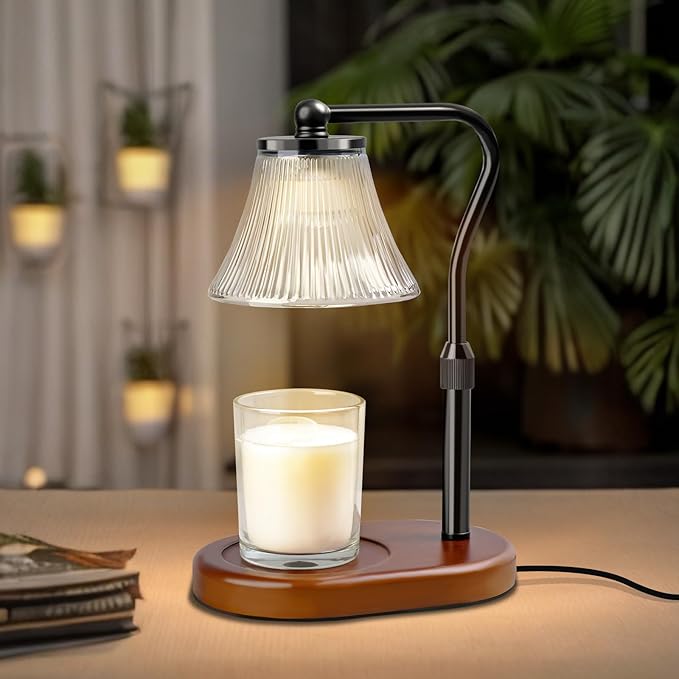 Candle Warmer Lamp, Candle Lamp Warmer with Timer & Dimmer, Adjustable Height, with 2 Bulbs, House Warming Gifts Home Bedroom Decor Mothers Day Gifts Black
