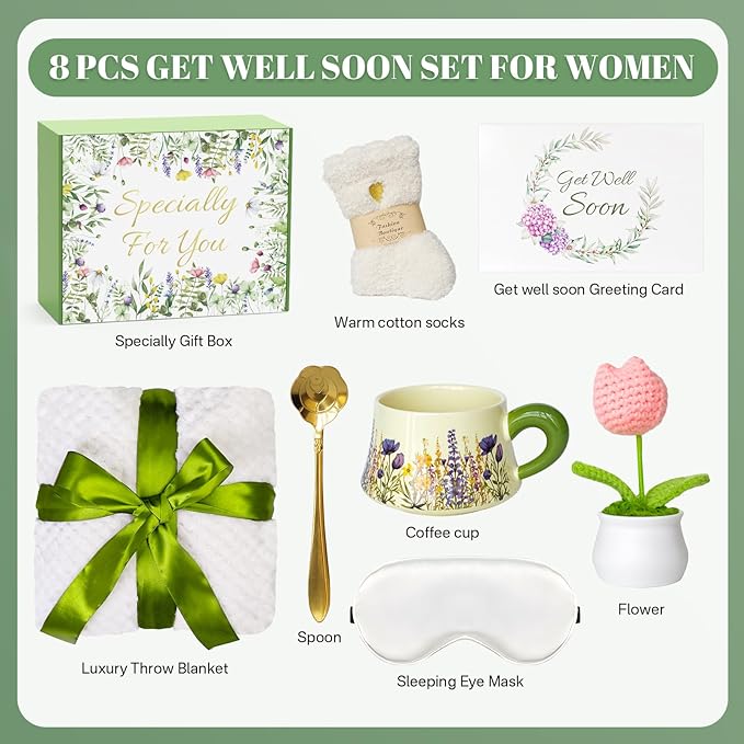 Get Well Gifts for Women Feel Better Baskets Self Care for Women After Surgery Recovery Care Gifts for Friend Teen Girl Mom,Sick Chemo Care Package Encouragement Pamper Comfort Wellness Box For Her