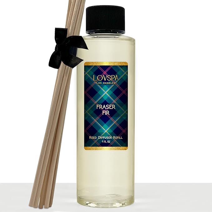 LOVSPA Fraser Fir Pine Diffuser Oil - Holiday Essential Oils for Diffuser Refill & Air Freshener Room Spray - Long-Lasting & Natural Home Fragrance, Scented Oil for Diffusers, USA Made, 4oz