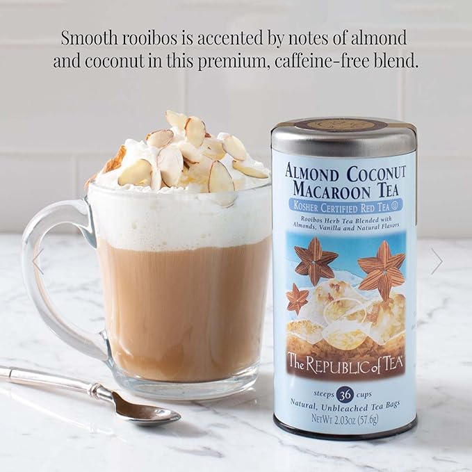 The Republic of Tea Almond Coconut Macaroon Red Rooibos Herbal Tea, 36 Tea Bag Refill