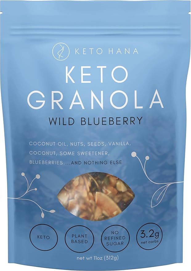 Keto Hana Wild Blueberry Keto Granola Keto Diet Vegan Grain Free Dairy Free Plant Based No Refined Sugars Gluten Free 2g Net Carbs Breakfast Cereal - 11oz