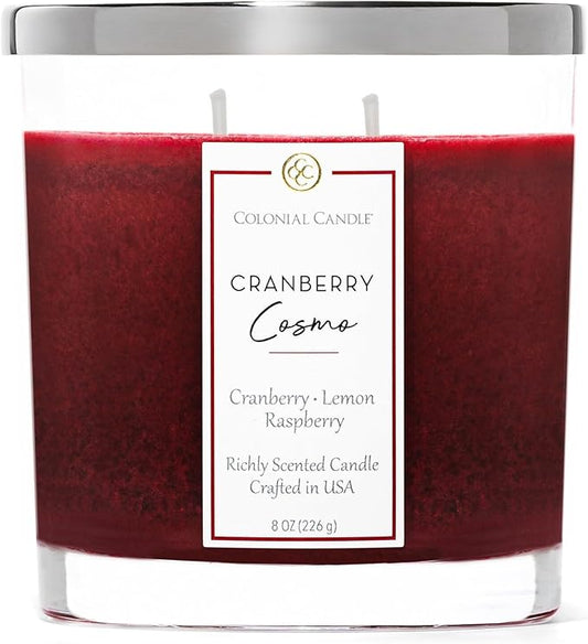 Colonial Candle Cranberry Cosmo Scented Candle Jar, Highly Fragranced Candles for Home Scented, Mottled Wax Candle, 2 Wick, 8 oz - Made in The USA