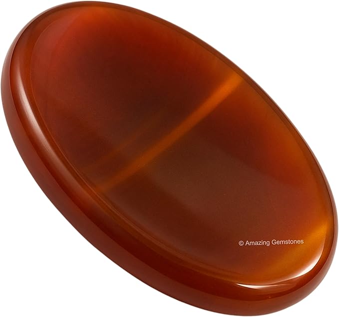 Amazing Gemstone Carnelian Onyx Worry Stone, Healing Crystals - Piedra Crystal Fidget for Gift, Meditation, Calming, Relaxation, Stress Relief