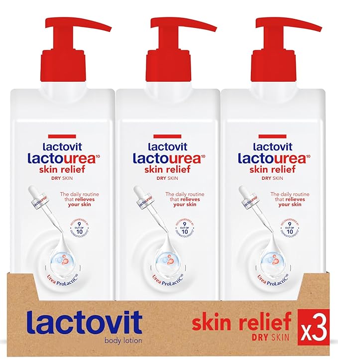 Lactovit | Lactourea Body Lotion | Hydrating Moisturiser for Dry Skin | With Urea ProLactiC10 Complex, Lactic Acid & Pure Urea | Soft & Youthful Skin | Dermatologist Recommended | 3 x 400 ml