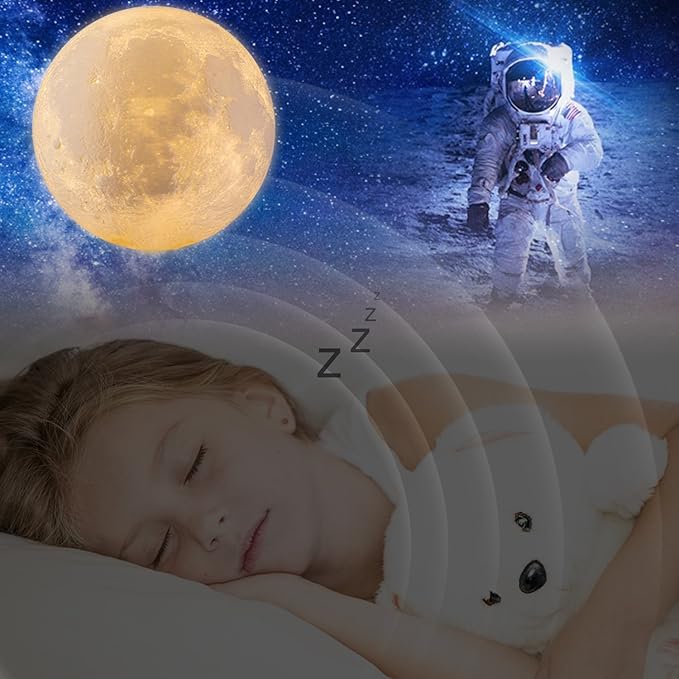 LOGROTATE Moon Lamp, Moon Light Lamps with Time Setting and Stand 3D Printing LED 16 Colors, Hung Up Decorative Night Lights for Baby Kids Friends Lover Birthday Gifts(Diameter 9.6 inch)