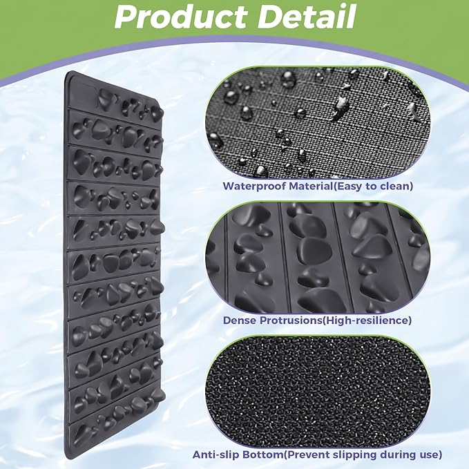 Foot Acupressure Mat, Foldable Foot Massager Mat, Feet Pressure Point Pad, Massage Pad for Relieve Leg Fatigue in Offices, Room, Outdoor(Black)