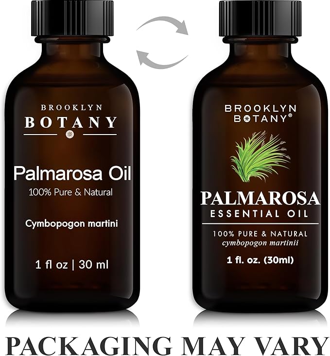 Brooklyn Botany Palmarosa Essential Oil - 100% Pure and Natural - Premium Grade Oil with Dropper - for Aromatherapy and Diffuser - 1 Fl Oz
