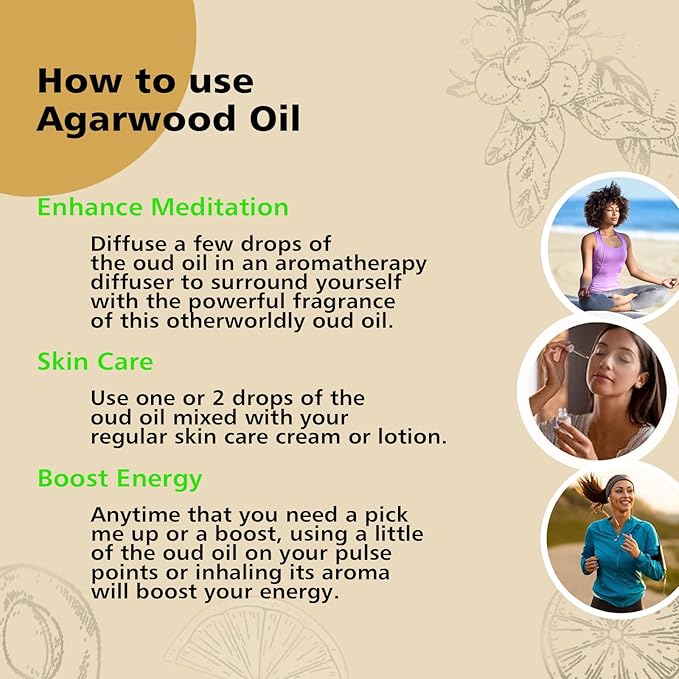 Agarwood Essential Oil 3.38oz/100ml, Pure Qud Oil for Relaxation, Meditation, SPA, Aromatherapy Diffuser