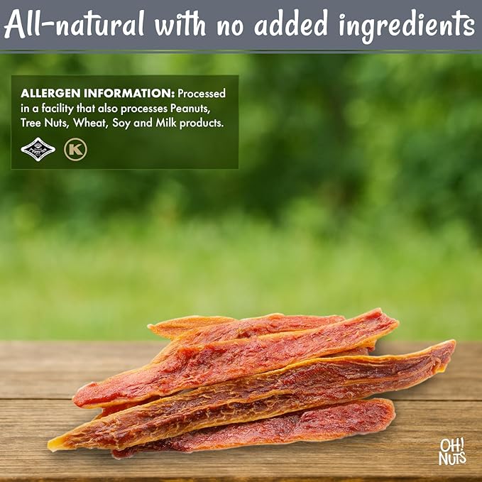 Oh! Nuts Dried Papaya Spears Natural - 1LB - Organic Unsweetened Dried Papaya Spears - Dehydrated Fruit Bites - Packed in New York Zip-Seal Bag for Exceptional Freshness