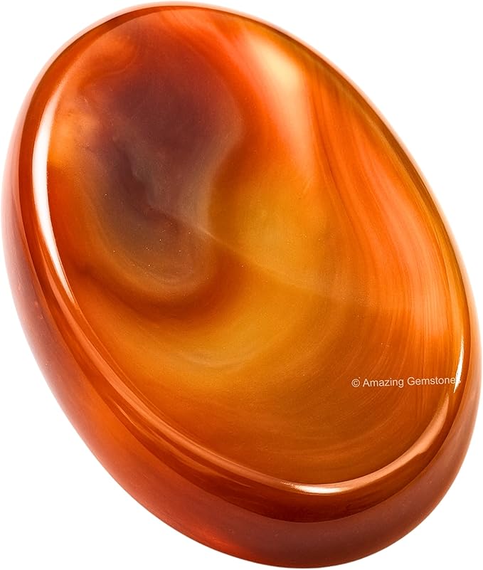 Amazing Gemstone Carnelian Worry Stone Crystals and Healing Stones - Stress Relief Gifts - Piedra Crystal Fidget for Meditation, Relaxation - Unique Stocking Stuffers and Birthday Gifts