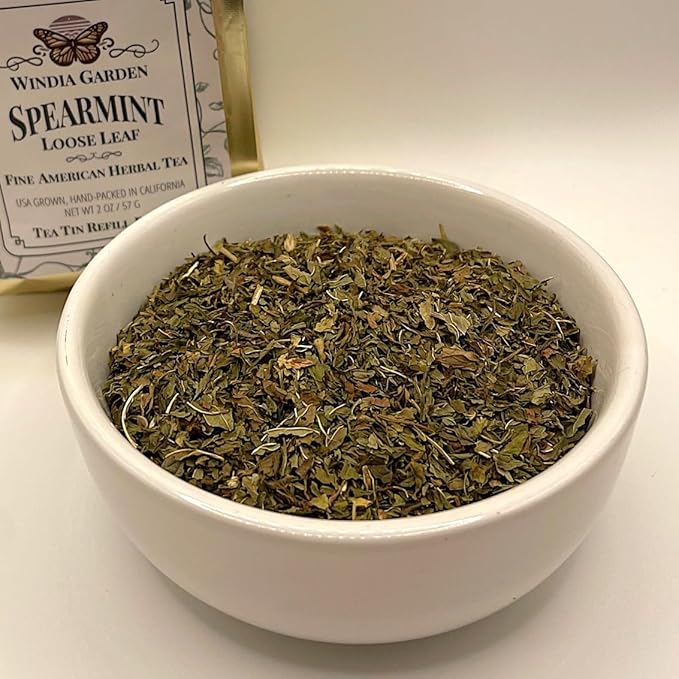 Windia Garden, Spearmint Tea, Loose Leaf Herbal Tea, Grown in USA, Caffeine-Free, Refill Pouch, Hand-Packed in California, Small Woman Owned Business