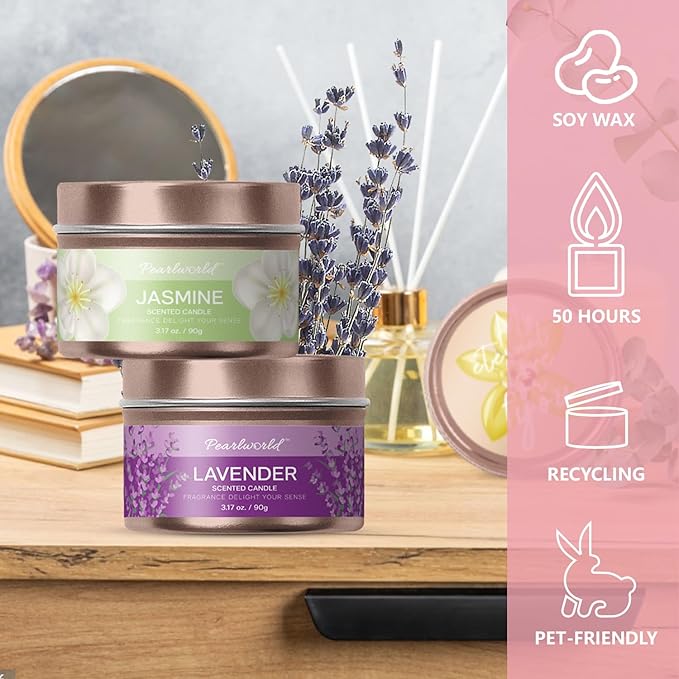 Aromatherapy Candle Gift Set for Women, 4pcs Candles Set for Birthday, Bridesmaid Rose, Lavender and More. Scented Candles for Home