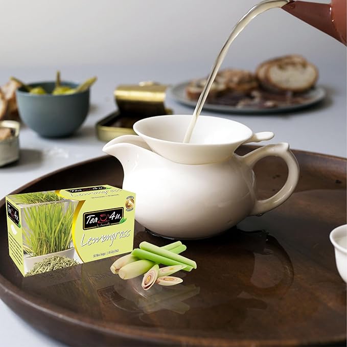 TEA 4U. BY ANVERALLY Lemongrass Herbal Tea Bags - 25 Count (Caffeine Free, Soothing Brew, Authentic & Fresh Flavor)