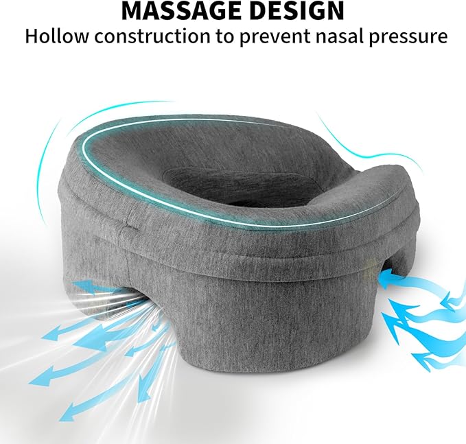 Face Down Pillow Massage Headrest for Bed, Stomach Sleeping Pillow, Face Cradle, BBL Pillow After Surgery Post Eye Surgery Recovery Equipment for Massage Tables,Piercing Pillows Removable Cover Black