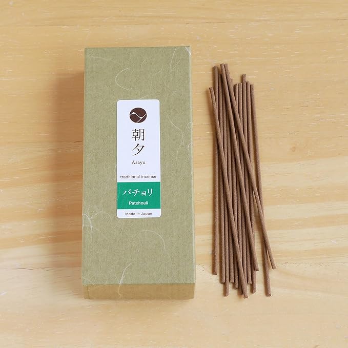 Asayu Japan Traditional Smoke Patchouli Incense Sticks Scent (40gr) for Evening Meditation, Relax or Yoga, Made in Japan - Patchouli