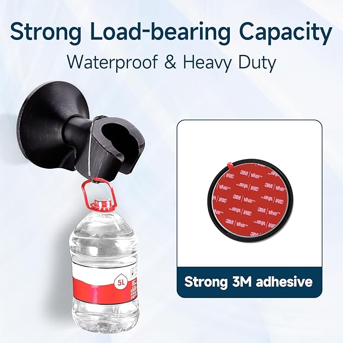 BRIGHT SHOWERS Strong Adhesive Shower Head Holder with Dual Angle Adjustable, Wall Mounted Handheld Shower Bracket, Easy Installation, Screw Mounting Options, Oil-Rubbed Bronze