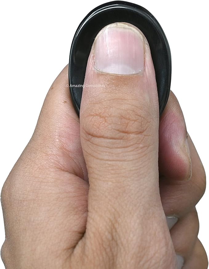 Amazing Gemstone Black Tourmaline Worry Stone, Healing Crystals - Piedra Crystal Fidget for Gift, Meditation, Calming, Relaxation, Stress Relief