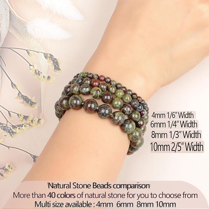 LPBeads Handmade Natural Gemstone Stretch Elastic Bracelet Healing Crystal Round Stone Beads Jewelry Gifts for Women Men