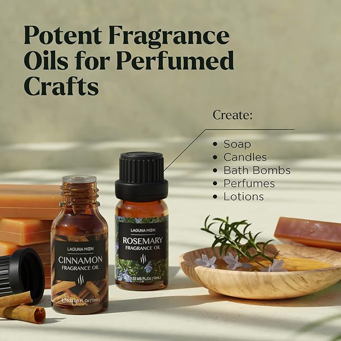 Lagunamoon Fragrance Oil Collection - Premium 16 Piece Gift Set for Diffusers, DIY Candle Making Supplies, Soap Scents, Slime - Aromatherapy Essential Oil Set for Home, Office, Car & Yoga Room