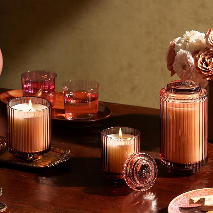 LA JOLIE MUSE Santal Rose Candle, Candle Gifts for Women&Men, Natural Soy Candles for Home Scented, Luxury Jar Candle, 40 Hours Burning Time, 7oz