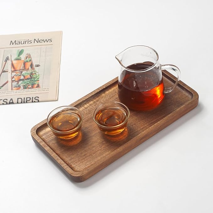 Bathroom Vanity Tray, Bathroom Tray for Counter, Toilet Tank Tray, Wood Bathroom Tray for Organizing and Home Decor (9.8 x 5.1 x 0.8 inch)